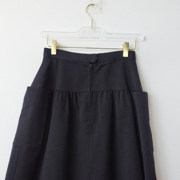 CHRISTIAN DIOR Skirt XS Black Midi Pleated Wool Silk Luxury Pret A Porter $1,850 - Picture 10 of 14